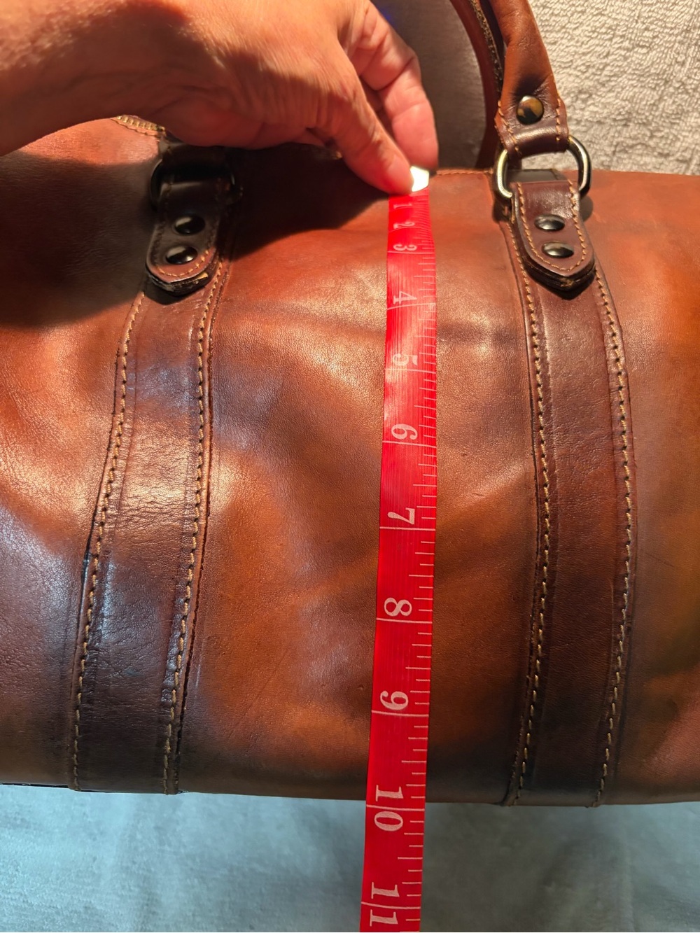 Structured Brown Leather Satchel with Detachable Strap - Picture 14 of 15